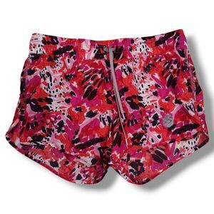 Stio Womens Lined 4in Shorts Size M Pink Red Drawstring Abstract Style 1114